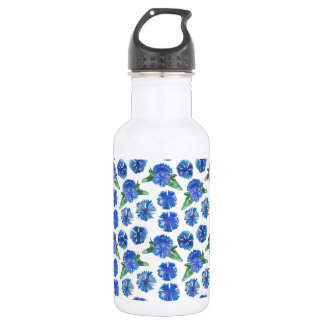 Beautiful watercolor blue cornflowers 532 ml water bottle