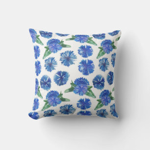 Beautiful watercolor blue cornflowers cushion