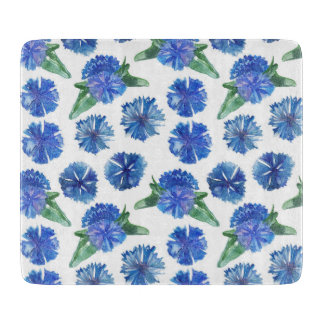 Beautiful watercolor blue cornflowers cutting board