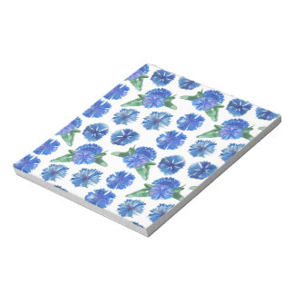 Beautiful watercolor blue cornflowers notepad