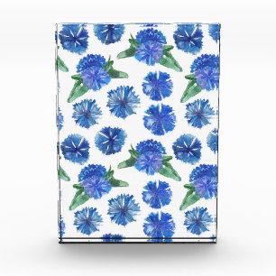 Beautiful watercolor blue cornflowers photo block