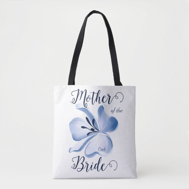 Beautiful Watercolor Blue Flower Mother of Bride  Tote Bag (Front)