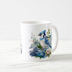 Beautiful Watercolor Blue Jay Wrap Coffee Mug
