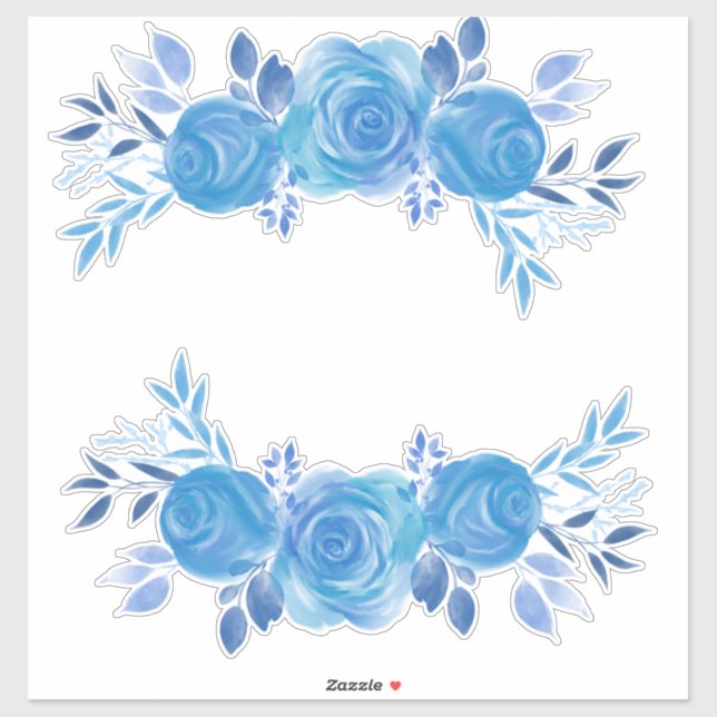 Beautiful Watercolor  Blue Roses (Sheet)