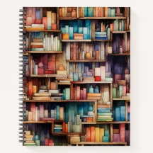 Beautiful Watercolor Books Library Bookshelves