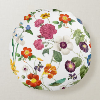 Beautiful Watercolor Botanical Round Cushion