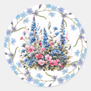 Beautiful Watercolor Bouquet Classic Round Sticker