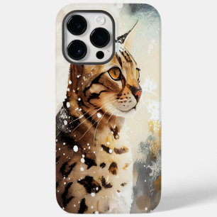 BEAUTIFUL WATERCOLOR BROWN SPOTTED BENGAL CAT iPhone 14 PRO MAX CASE