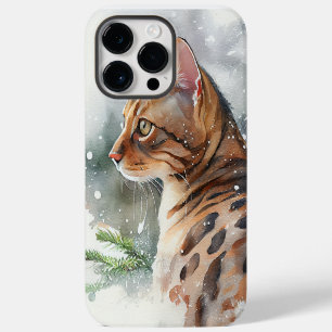 BEAUTIFUL WATERCOLOR BROWN SPOTTED BENGAL CAT iPhone 14 PRO MAX CASE