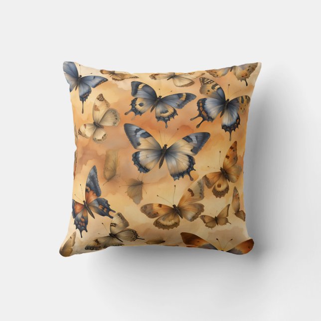 Beautiful Watercolor Butterflies  Cushion (Back)
