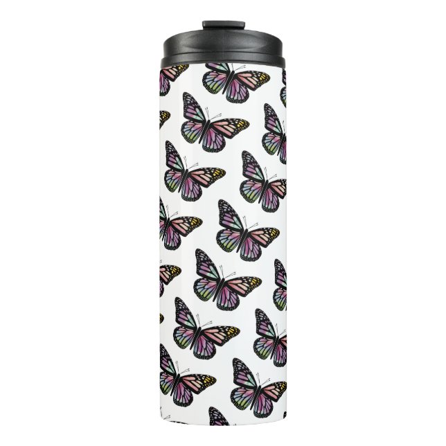 Beautiful Watercolor Butterflies Thermal Tumbler (Front)