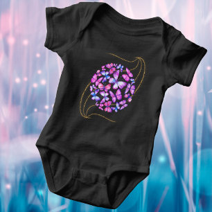 Beautiful Watercolor Butterflies with Gold Bling Baby Bodysuit