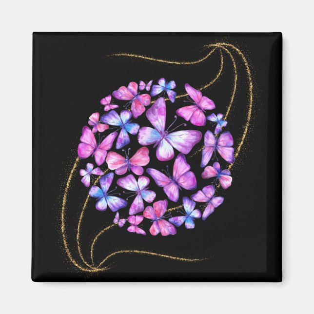 Beautiful Watercolor Butterflies with Gold Bling Magnet (Front)