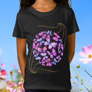Beautiful Watercolor Butterflies with Gold Bling T-Shirt
