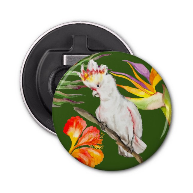  Beautiful watercolor cacatau parrot hand drawing Bottle Opener (Front)