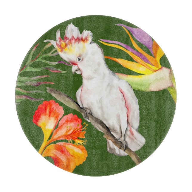  Beautiful watercolor cacatau parrot hand drawing Cutting Board (Front)