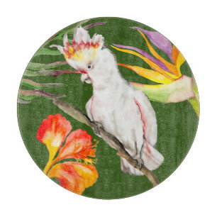 Beautiful watercolor cacatau parrot hand drawing Cutting Board