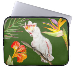  Beautiful watercolor cacatau parrot hand drawing Laptop Sleeve