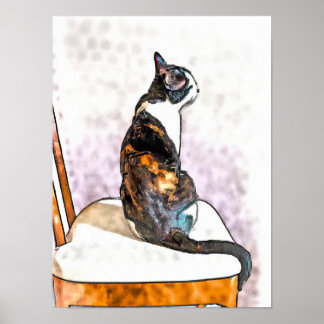 Beautiful Watercolor Calico Cat Poster