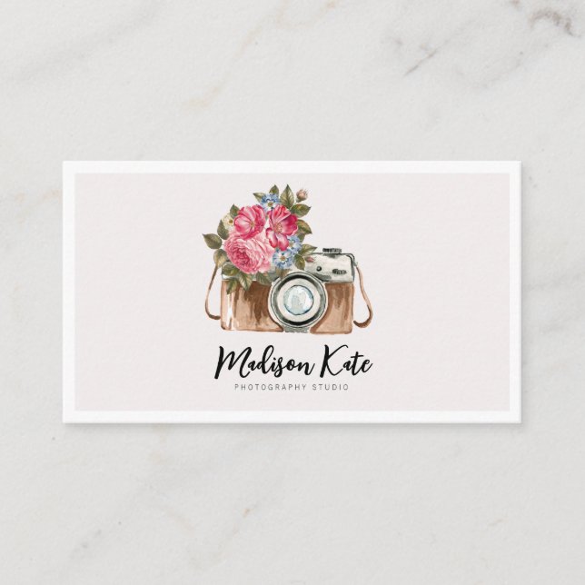 Beautiful Watercolor Camera Business Cards (Front)