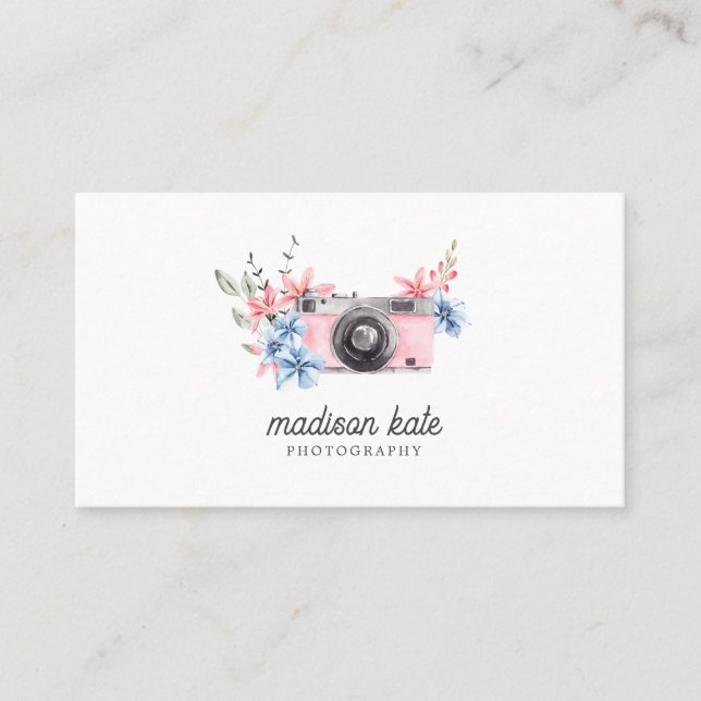 Beautiful Watercolor Camera Business Cards (Front)