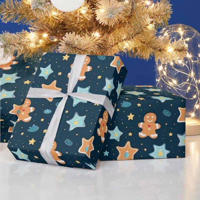 Beautiful Watercolor Christmas Gingerbread Wrapping Paper (Holidays)