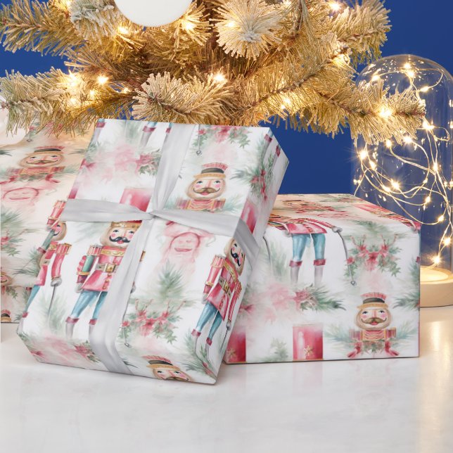 Beautiful Watercolor Christmas Nutcracker Wrapping Paper (Holidays)