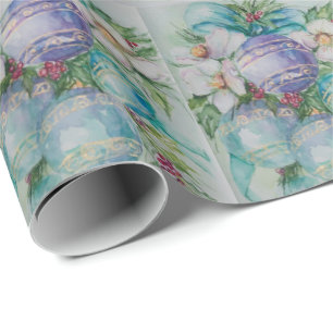 Beautiful Watercolor Christmas Ornament Wrapping Paper