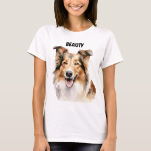BEAUTIFUL WATERCOLOR COLLIE DOG FACE T-Shirt