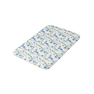 Beautiful watercolor cornflowers bath mat