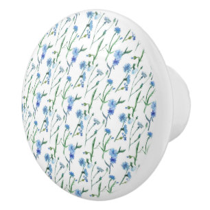 Beautiful watercolor cornflowers ceramic knob