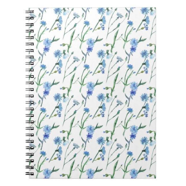 Beautiful watercolor cornflowers notebook (Front)