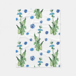 Beautiful watercolor cornflowers pattern fleece blanket