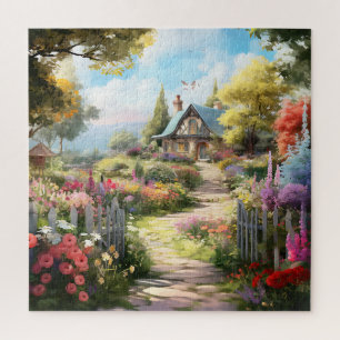 Beautiful Watercolor Country Garden Jigsaw Puzzle
