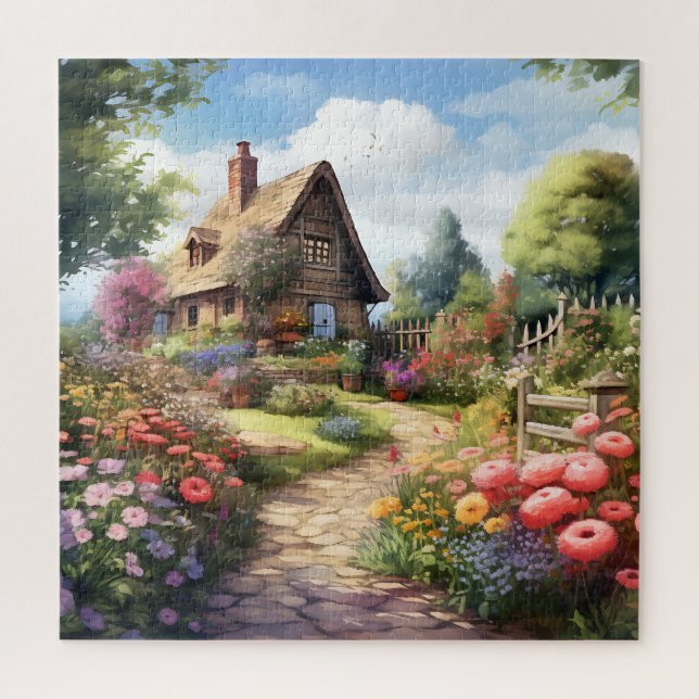 Beautiful Watercolor Country Garden Jigsaw Puzzle (Vertical)