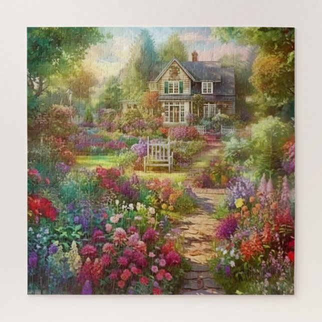 Beautiful Watercolor Country Garden Jigsaw Puzzle (Vertical)