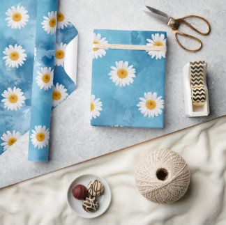 Beautiful Watercolor Daisy Wrapping Paper
