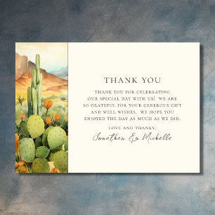 Beautiful Watercolor Desert Cactus Wedding Thank You Card