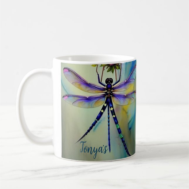 Beautiful Watercolor Dragonfly,  Coffee Mug (Left)