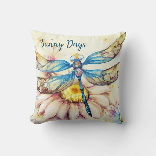 Beautiful Watercolor Dragonfly, Personalise Cushion (Front)