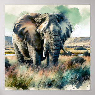 Beautiful Watercolor Elephant Poster