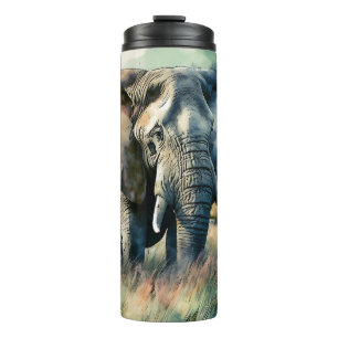 Beautiful Watercolor Elephant Thermal Tumbler