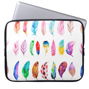 Beautiful Watercolor Feather Collection Laptop Sleeve
