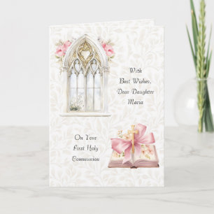 Beautiful Watercolor First Communion Greeting Card