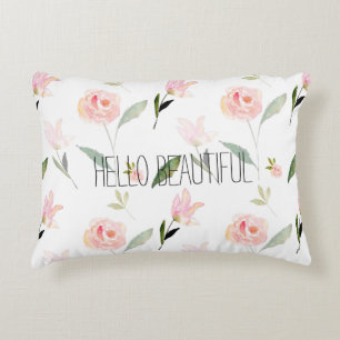 Beautiful Watercolor Floral Blush Pink Decorative Cushion