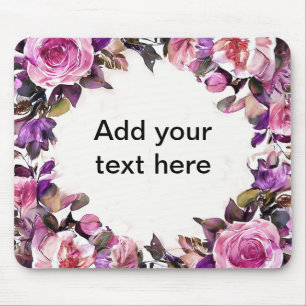Beautiful Watercolor Floral Border Mouse Mat