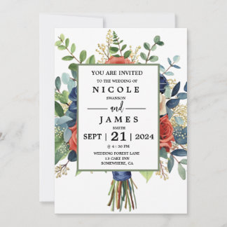 Beautiful Watercolor Floral Bouquet Invitation
