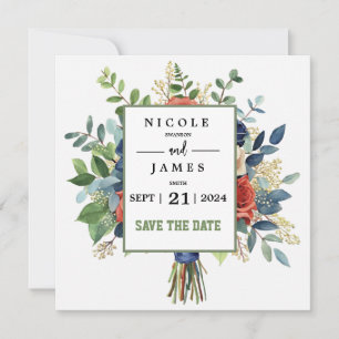 Beautiful Watercolor Floral Bouquet Save The Date
