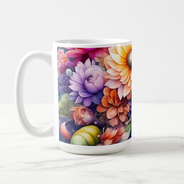 Beautiful Watercolor Floral Coffee Mug (Left)