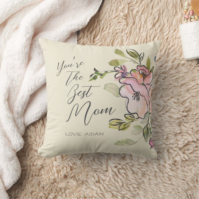 Beautiful watercolor Floral Custom Best Mum Cushion (Blanket)